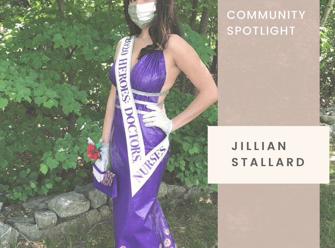 Newburyport High School senior Jillian Stallard poses in her duct tape prom dress